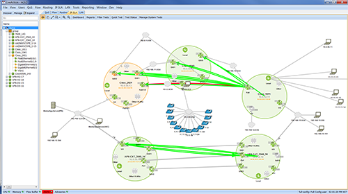 LiveAction topology view of IP SLA traffic paths.
